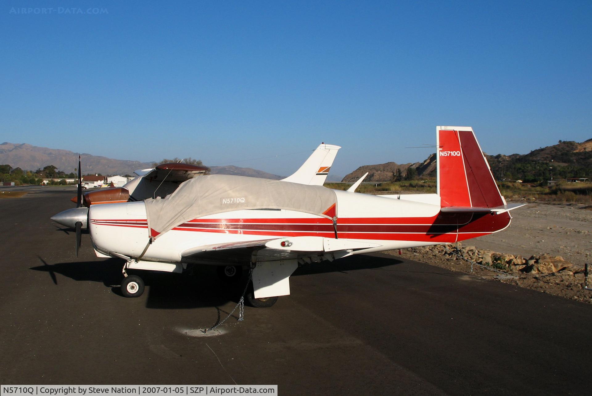 N5710Q, 1965 Mooney M20C Ranger C/N 3057, 1965 Mooney M20C with cockpit cover @ Santa Paula Airport, CA