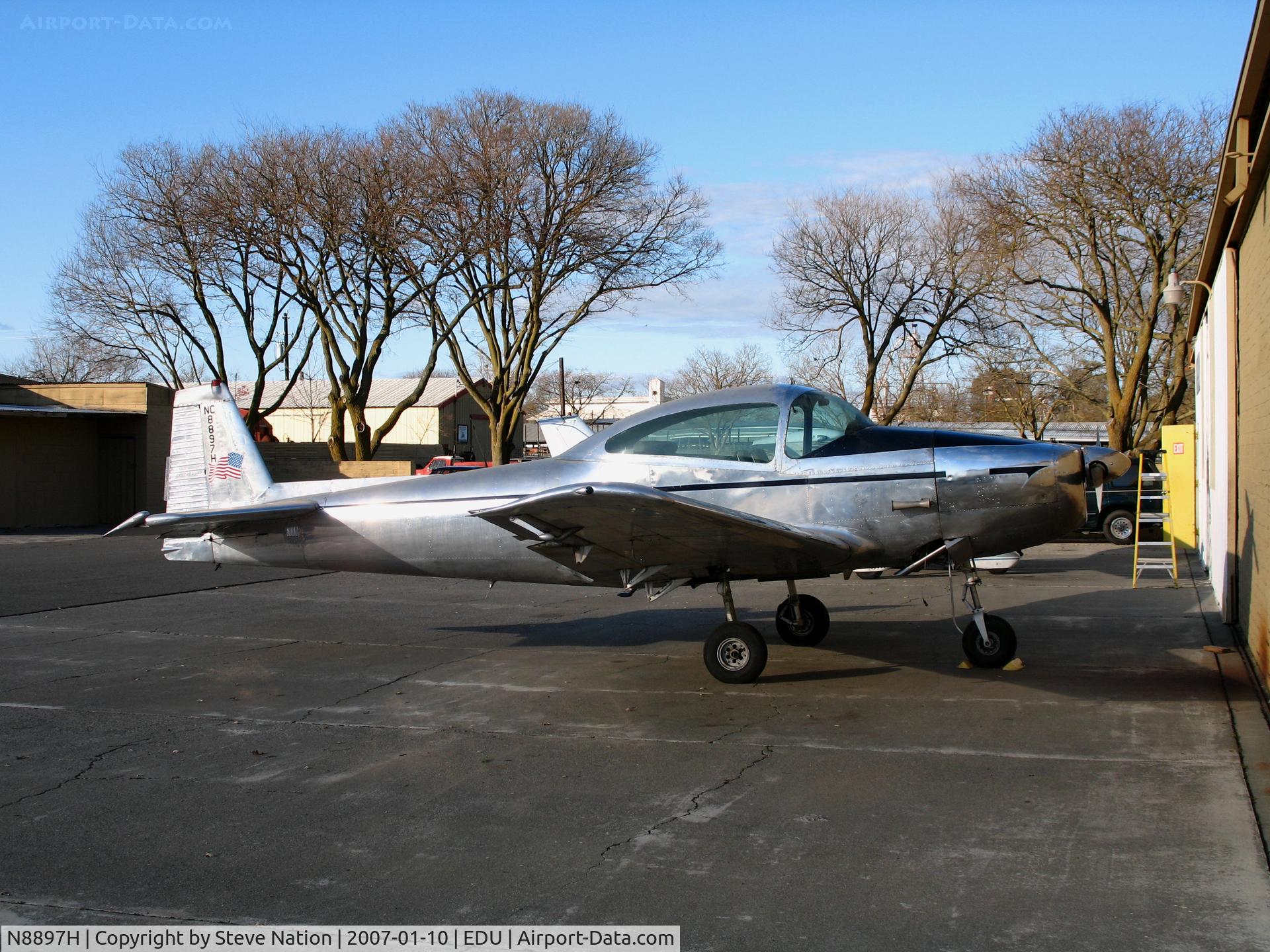 N8897H, 1947 North American Navion (NA-145) C/N NAV-4-897, Low sunlight shot of 1947 Navion @ University Airport, Davis, CA (painted as NC8897H)