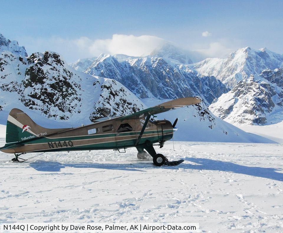 N144Q, 1961 De Havilland Canada DHC-2 Beaver Mk.1 C/N 1465, I bought this Beaver from Kenmore Air Harbor in July 1985 and flew it to Alaska in September 1985 with my wife and a friend. Kept it on Lake Hood (Spenard) in Anchorage. Photographed on a glacier of Mt. McKinley (Denali), Alaska, 4/11/2013, by Dave Rose.
