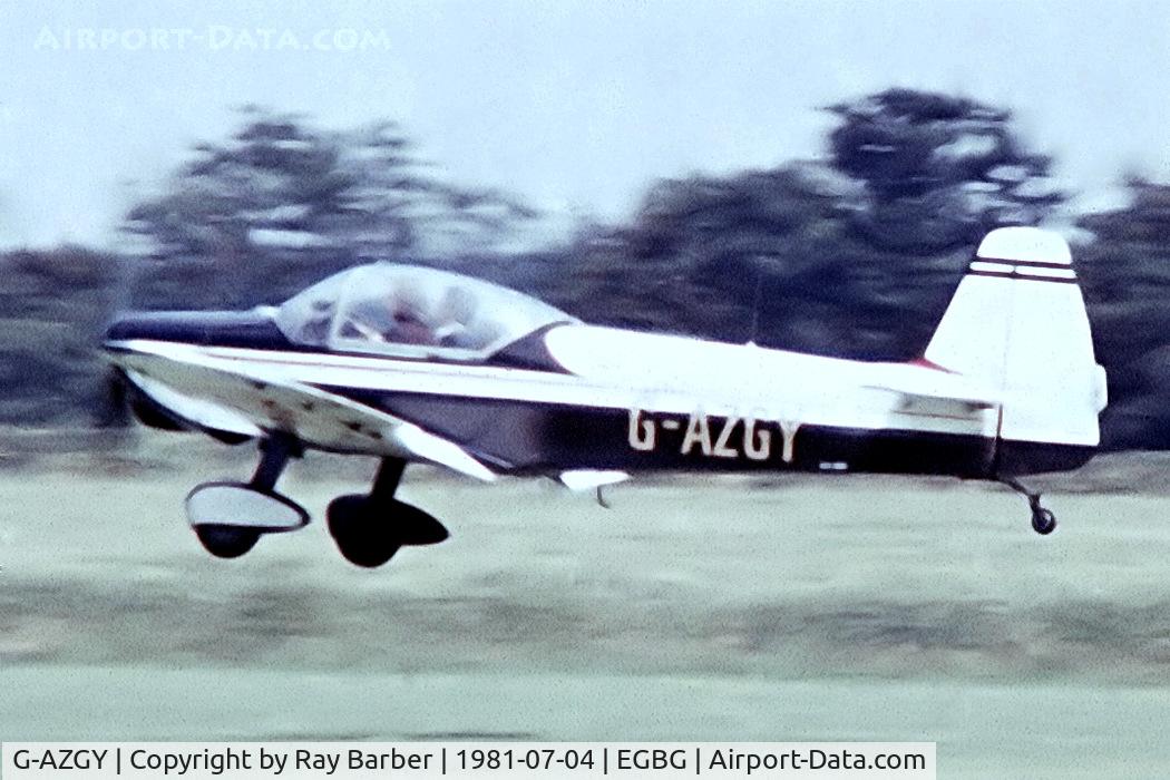 G-AZGY, 1968 Piel CP-301B Emeraude C/N 122, Rousseau CP.301B Emeraude [122] Leicester 04/07/1981. From a slide.
