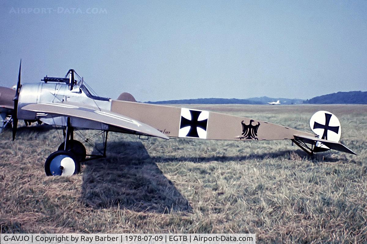 G-AVJO, 1967 Fokker EIII Replica C/N PPS/FOK/6, Fokker E.III (Replica) [PPS/REP/6] Booker~G 09/07/1978. From a slide.