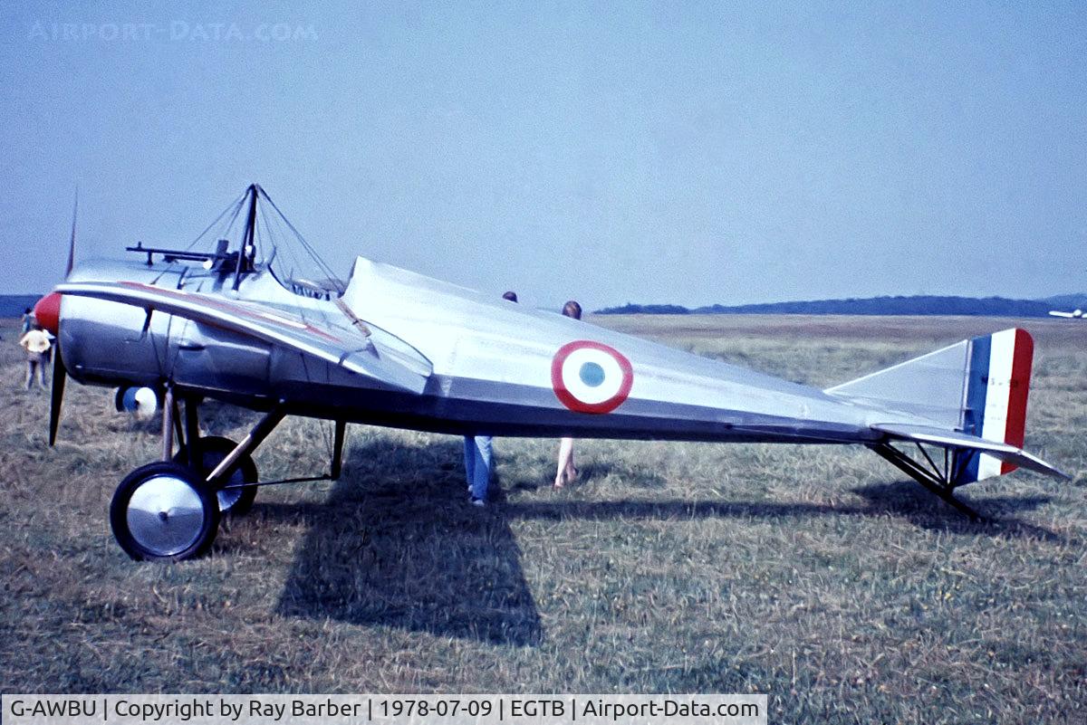 G-AWBU, 1970 Morane-Saulnier N Bullet Replica C/N PPS/REP/7, Morane-Saulnier N (Replica) [PPS/REP/7] Booker~G 09/07/1978. From a slide.
