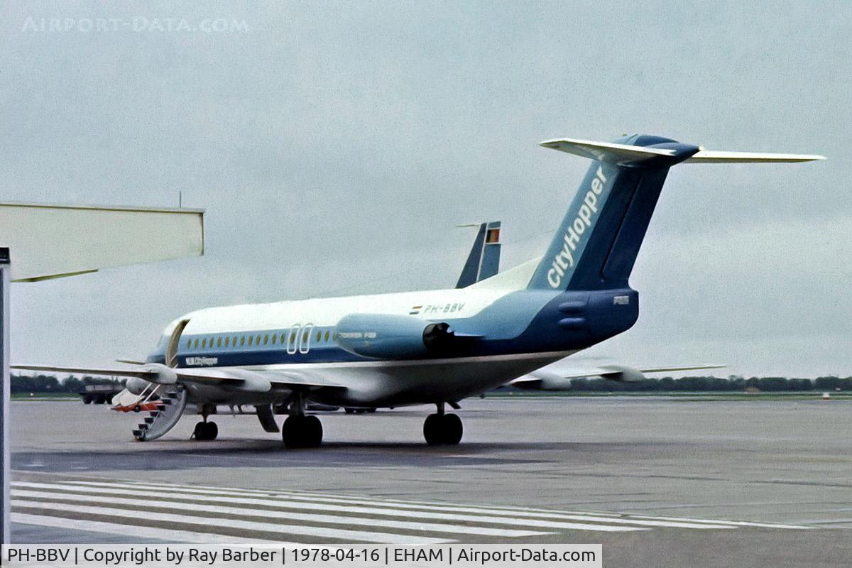 PH-BBV, 1977 Fokker F-28-4000 Fellowship C/N 11127, Fokker F.28 4000 Fellowship [11127] (NLM CityHopper) Amsterdam-Schiphol~PH 16/04/1978. From a slide.