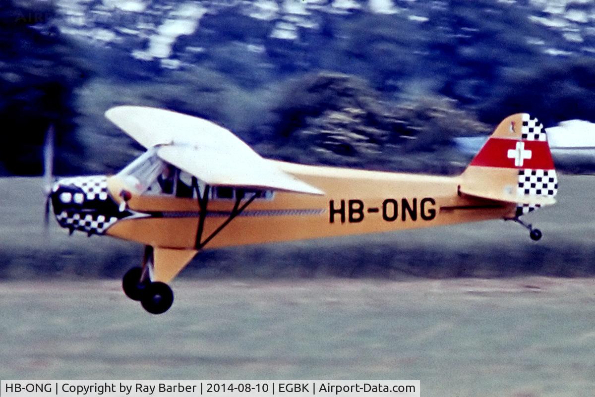 HB-ONG, 1944 Piper L-4J Grasshopper (J3C-65D) C/N 13032, Piper L-4J Grasshopper [13032] Sywell~G 06/07/1974. From a slide.