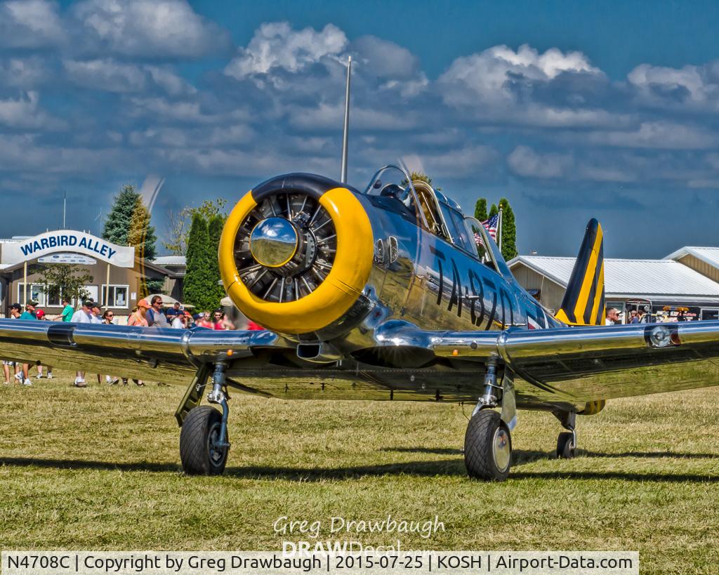 N4708C, 1941 North American AT-6F Texan C/N F48-1870, A gleamingly polished AT-6F Texan N4708C taxis out past Warbird Alley at Oshkosh.