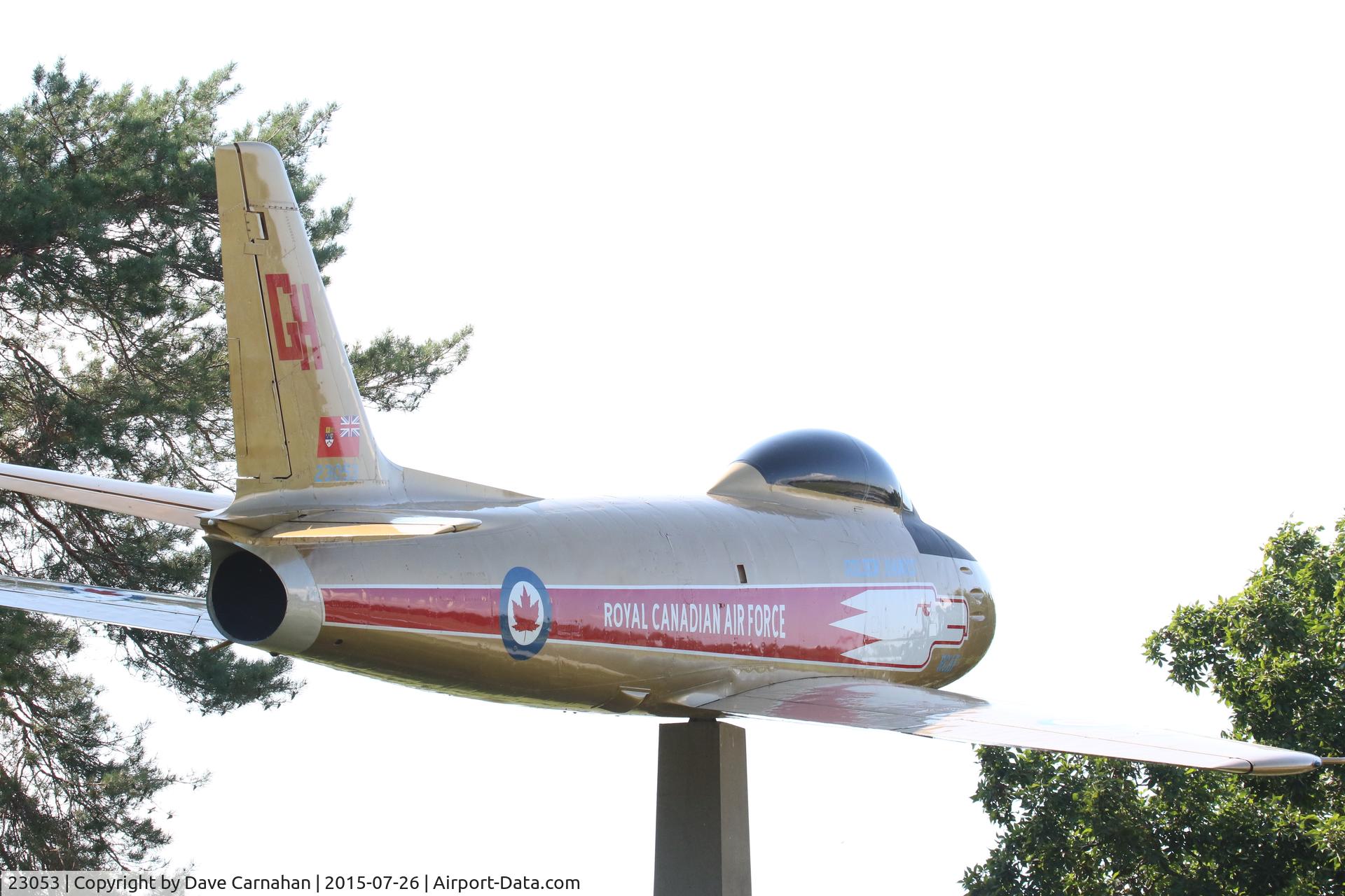 23053, Canadair CL-13 Sabre 5 C/N 843, Now mounted as a static display at Zwick's Park - Belleville, Ontario