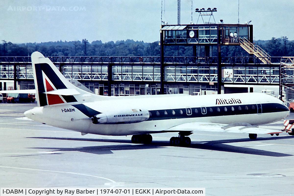 I-DABM, 1963 Sud Aviation SE-210 Caravelle VI-N C/N 143, Sud Aviation SE.210 Caravelle VIN [143] (Alitalia) Gatwick~G 01/07/1974. From a slide.