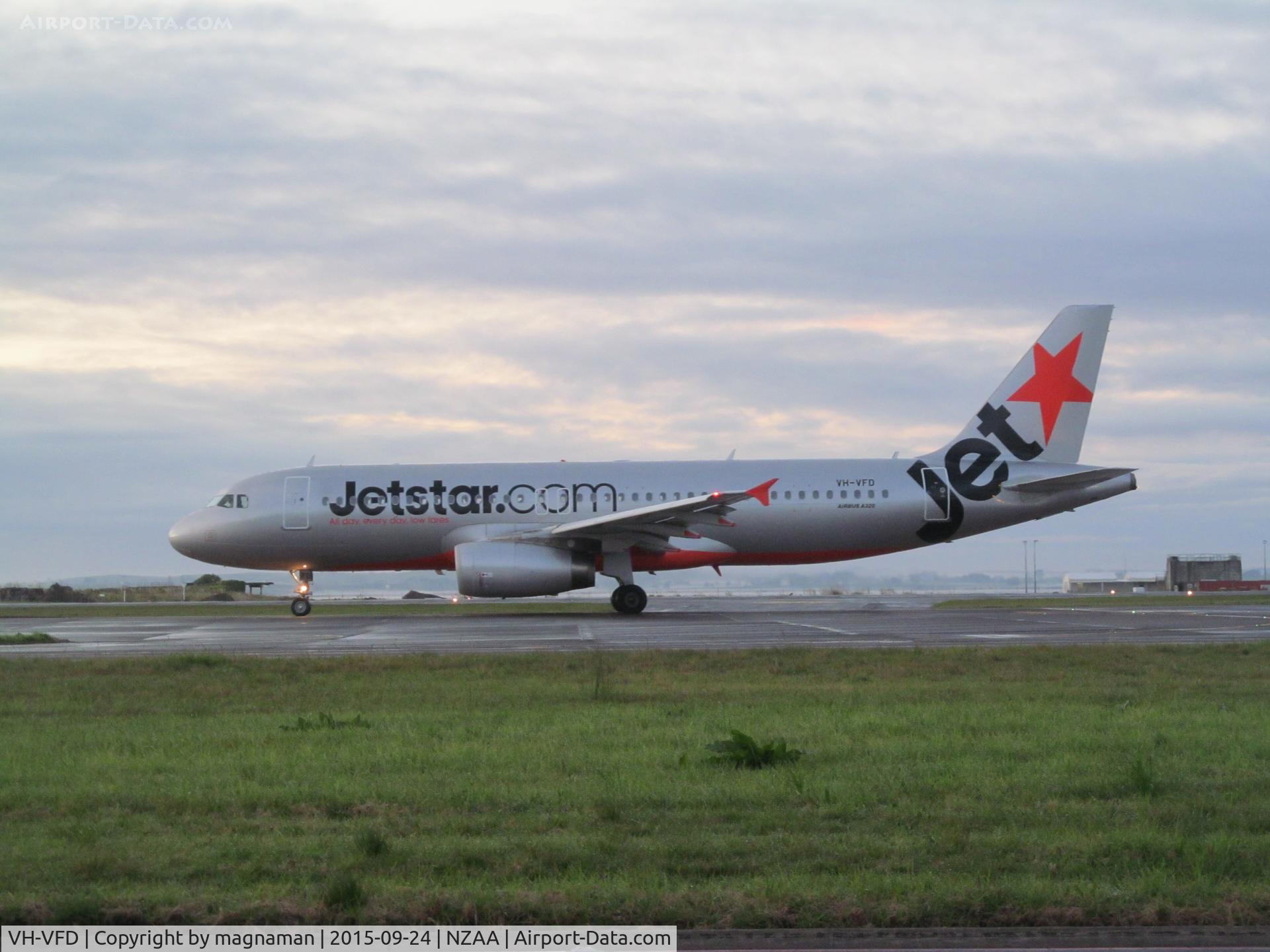 VH-VFD, 2011 Airbus A320-232 C/N 4922, taxy out at just after dawn today