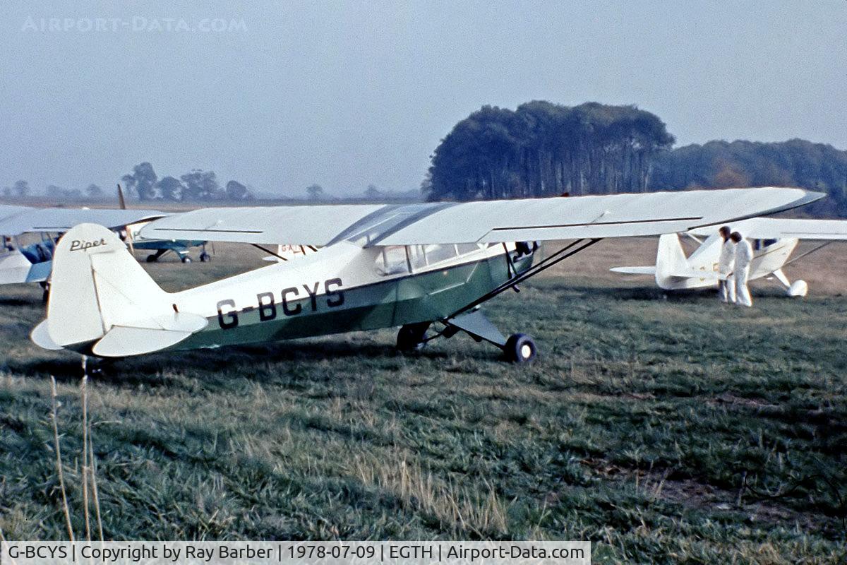 G-BCYS, 1944 Piper J3C-65 Cub Cub C/N 44-86094, Piper L-4H Grasshopper [11837] Old Warden~G 09/07/1978. From a slide.