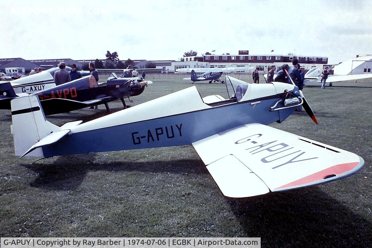 G-APUY, 1963 Druine D.31 Turbulent C/N PFA 509, Druine D.31 Turbulent [PFA 509] Sywell~G 06/07/1974. From a slide.