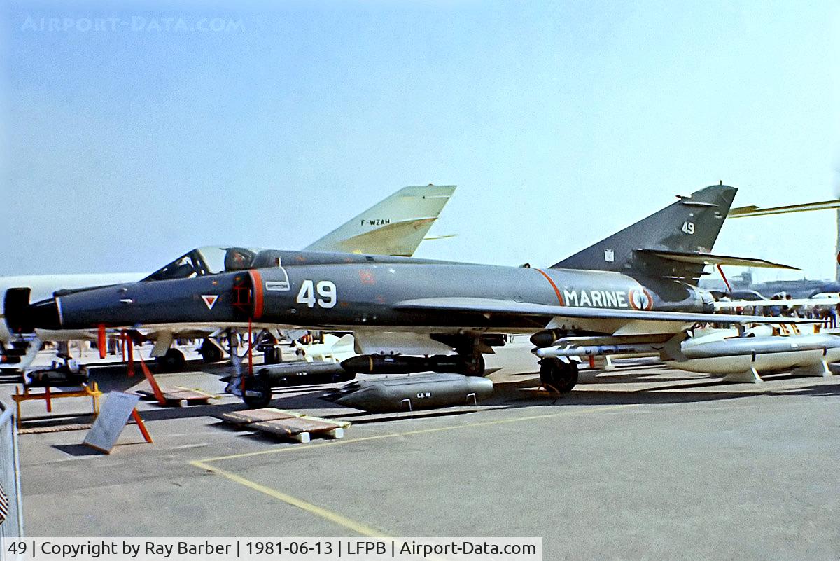 49, Dassault Super Etendard C/N 50, Dassault Super Entendard [50] (French Navy) Paris Le-Bourget~F 13/06/1981. From a slide.