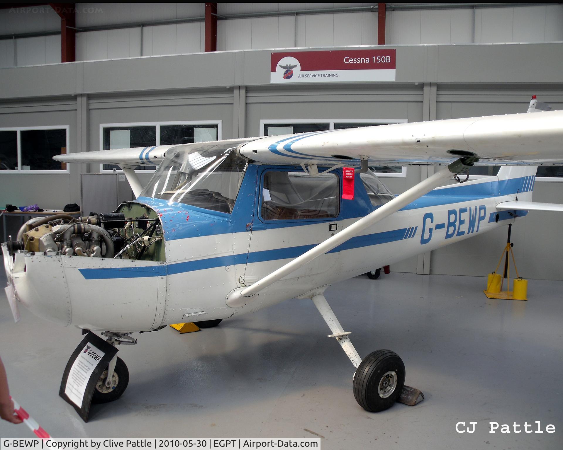 G-BEWP, 1977 Reims F150M C/N 1426, On display in the Airwork Service Training hangar as an instructional airframe during the Heart of Scotland Airshow held at Perth (Scone) airfield EGPT
