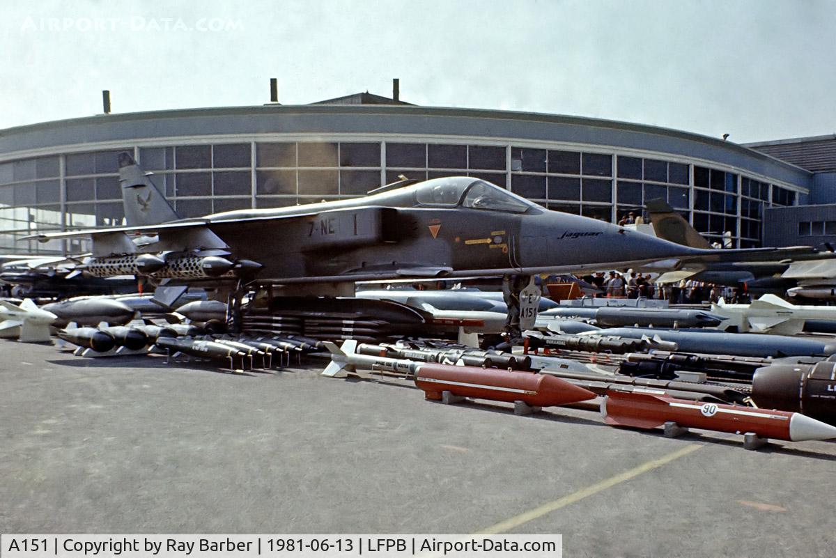 A151, Sepecat Jaguar A C/N A151, SEPECAT Jaguar A [A151] (French Air Force) Paris Le-Bourget~F 13/06/1981. From a slide.