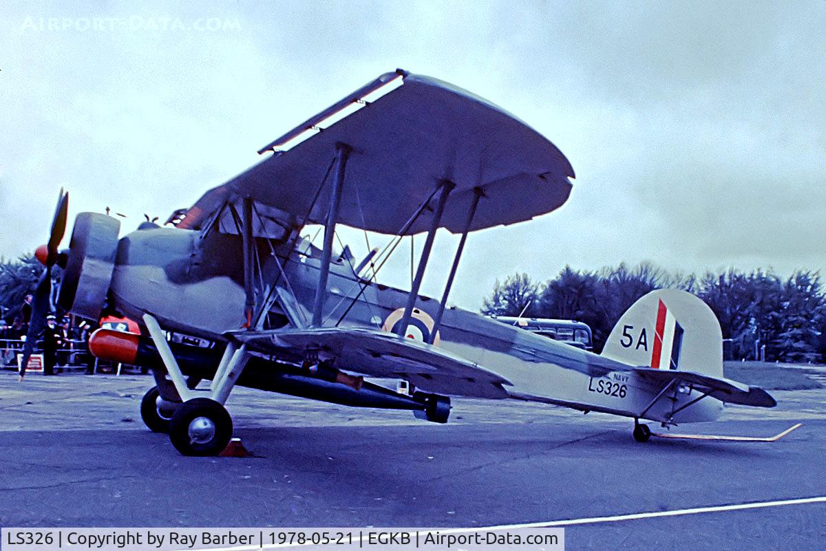 LS326, 1943 Fairey Swordfish Mk.II C/N Not found LS326, Fairy Swordfish  II [Unknown) (Royal Navy) Biggin Hill~G 21/05/1978. From a slide.