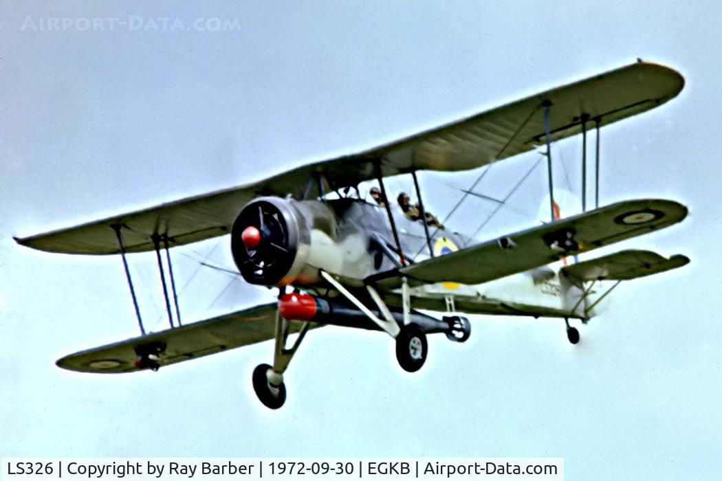 LS326, 1943 Fairey Swordfish Mk.II C/N Not found LS326, Fairy Swordfish  II [Unknown) (Royal Navy) Biggin Hill~G 21/05/1978. From a slide.