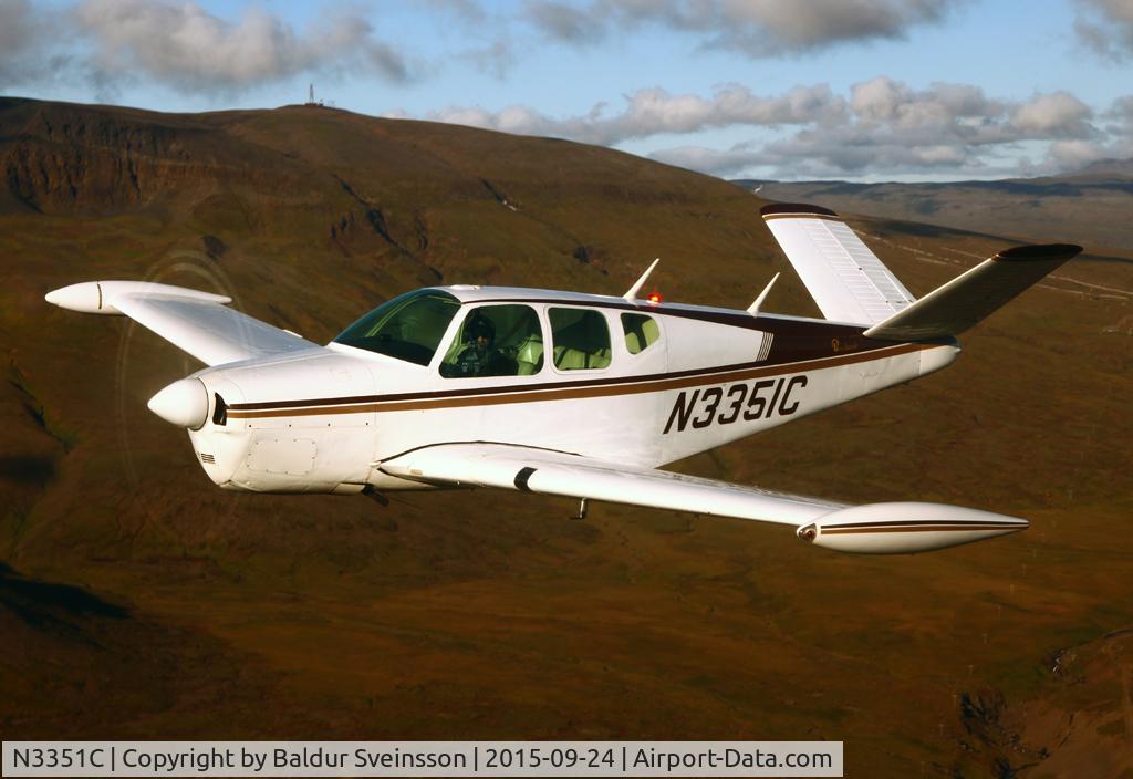 N3351C, 1955 Beech F35 Bonanza C/N D-4017, Taken during a photo flight in Iceland on September 24.