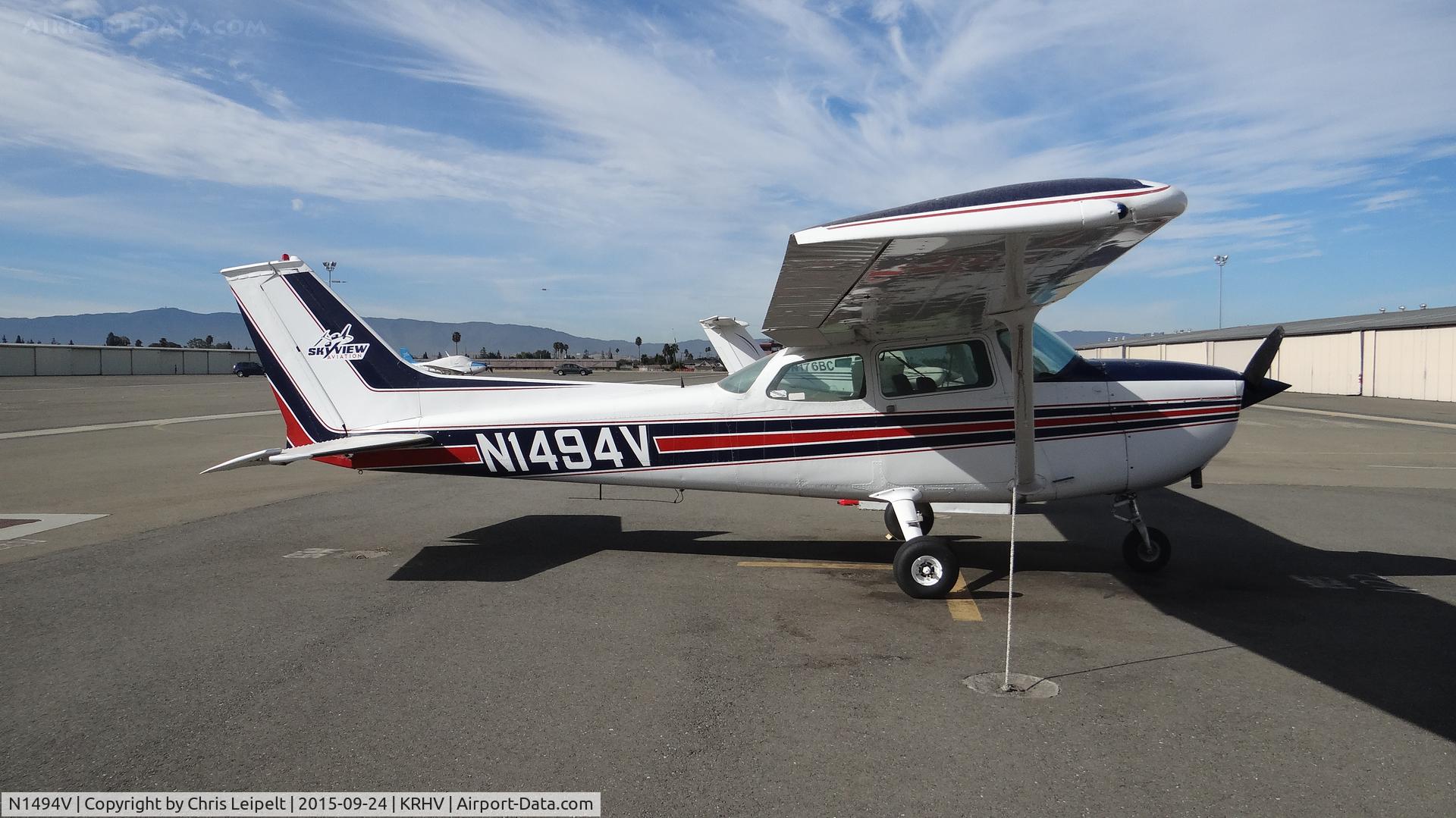 N1494V, 1974 Cessna 172M C/N 17263624, Tracy-based 1974 Cessna 172M taking over temporarily for N6116B while it's in the shop at Reid Hillview Airport, San Jose, CA.