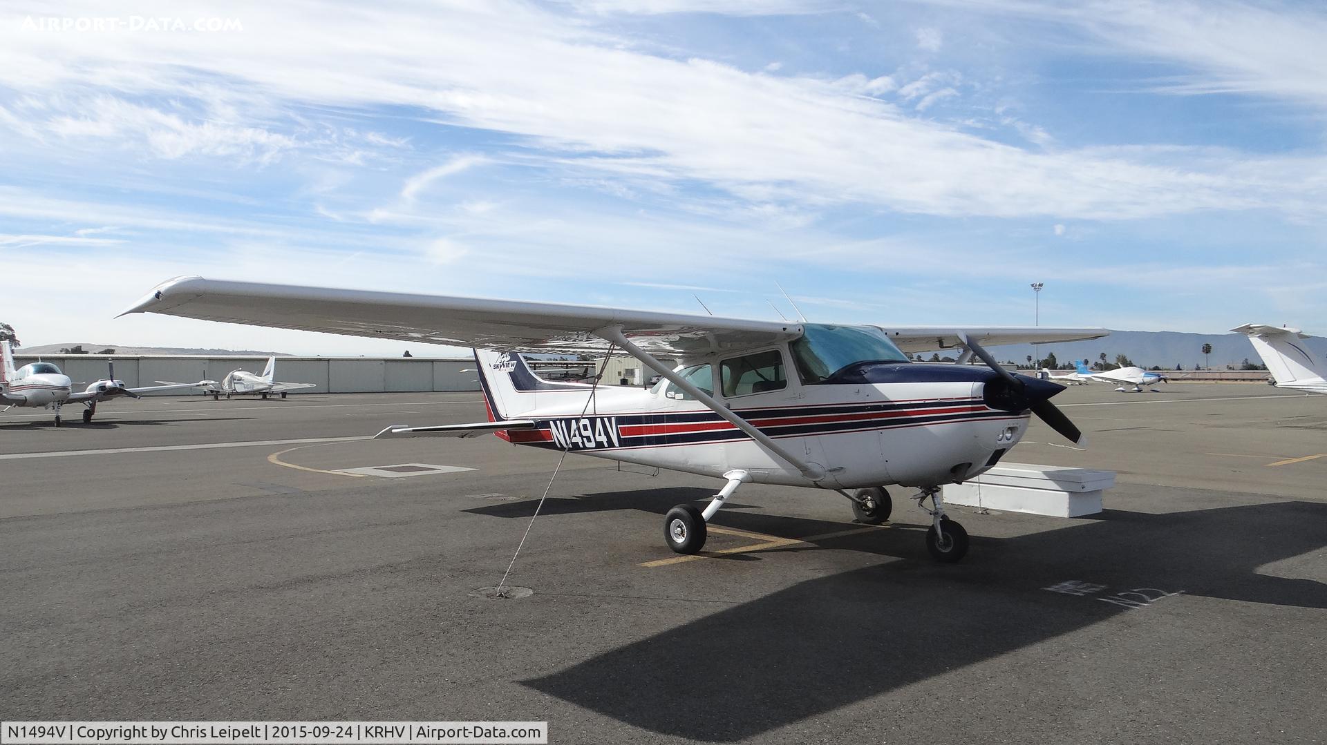 N1494V, 1974 Cessna 172M C/N 17263624, Tracy-based 1974 Cessna 172M taking over temporarily for N6116B while it's in the shop at Reid Hillview Airport, San Jose, CA.