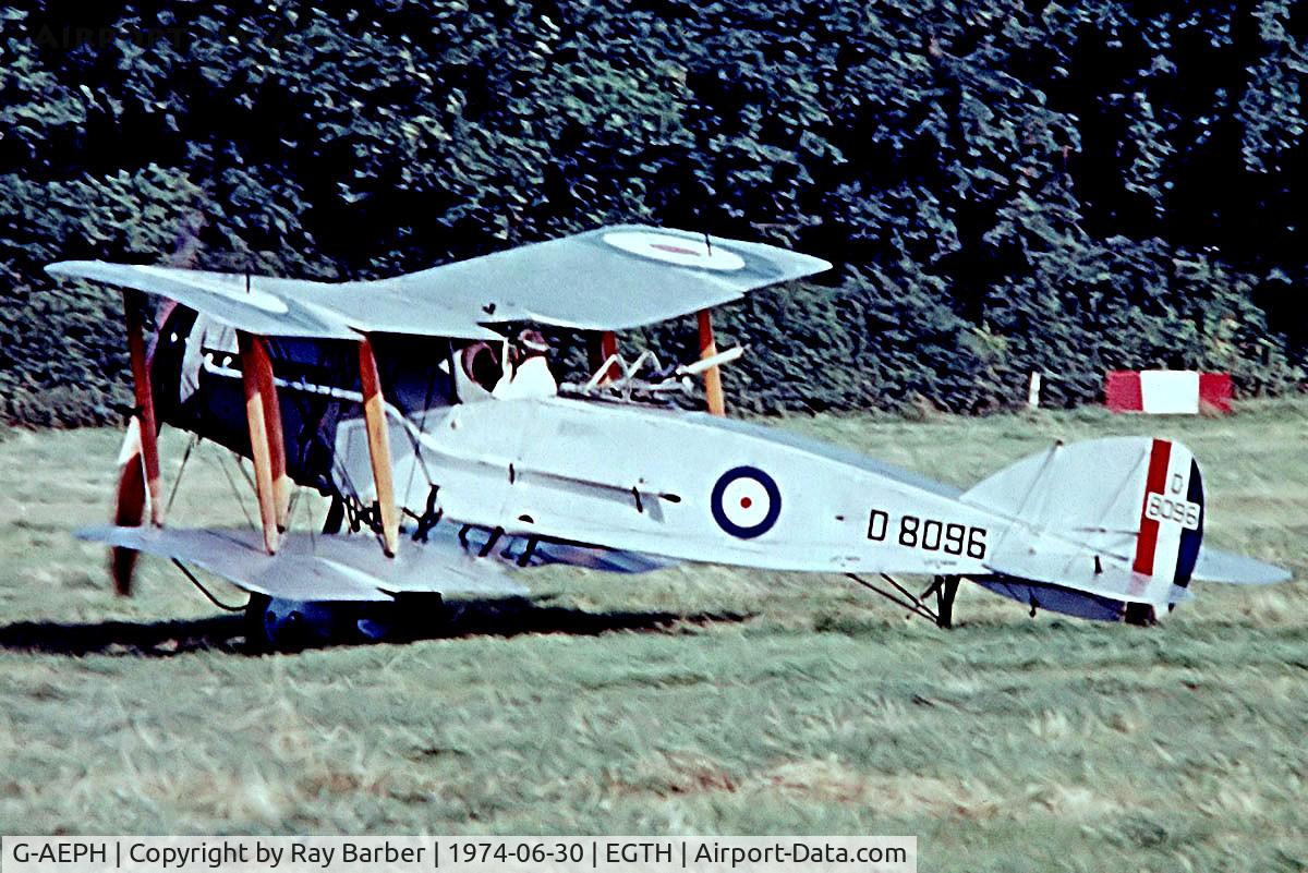 G-AEPH, 1918 Bristol F.2B Fighter C/N 7575, Bristol F.2B Mk.III Fighter [7575] Old Warden~G 30/06/1974. From a slide.