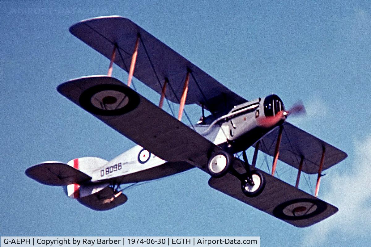 G-AEPH, 1918 Bristol F.2B Fighter C/N 7575, Bristol F.2B Mk.III Fighter [7575] Old Warden~G 30/06/1974. From a slide.