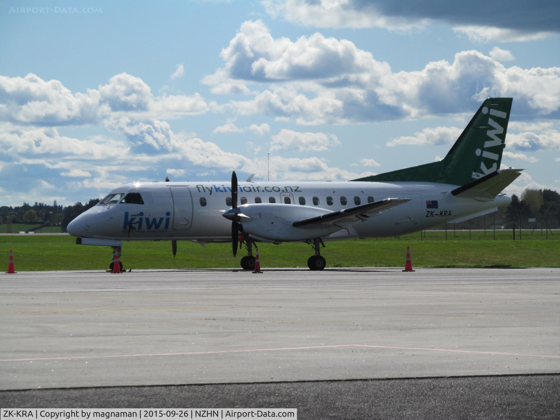 ZK-KRA, 1986 Saab SF340A C/N 340A-065, At new home base of Hamilton - nice to see as will not visit Auckland on normal flight routes.