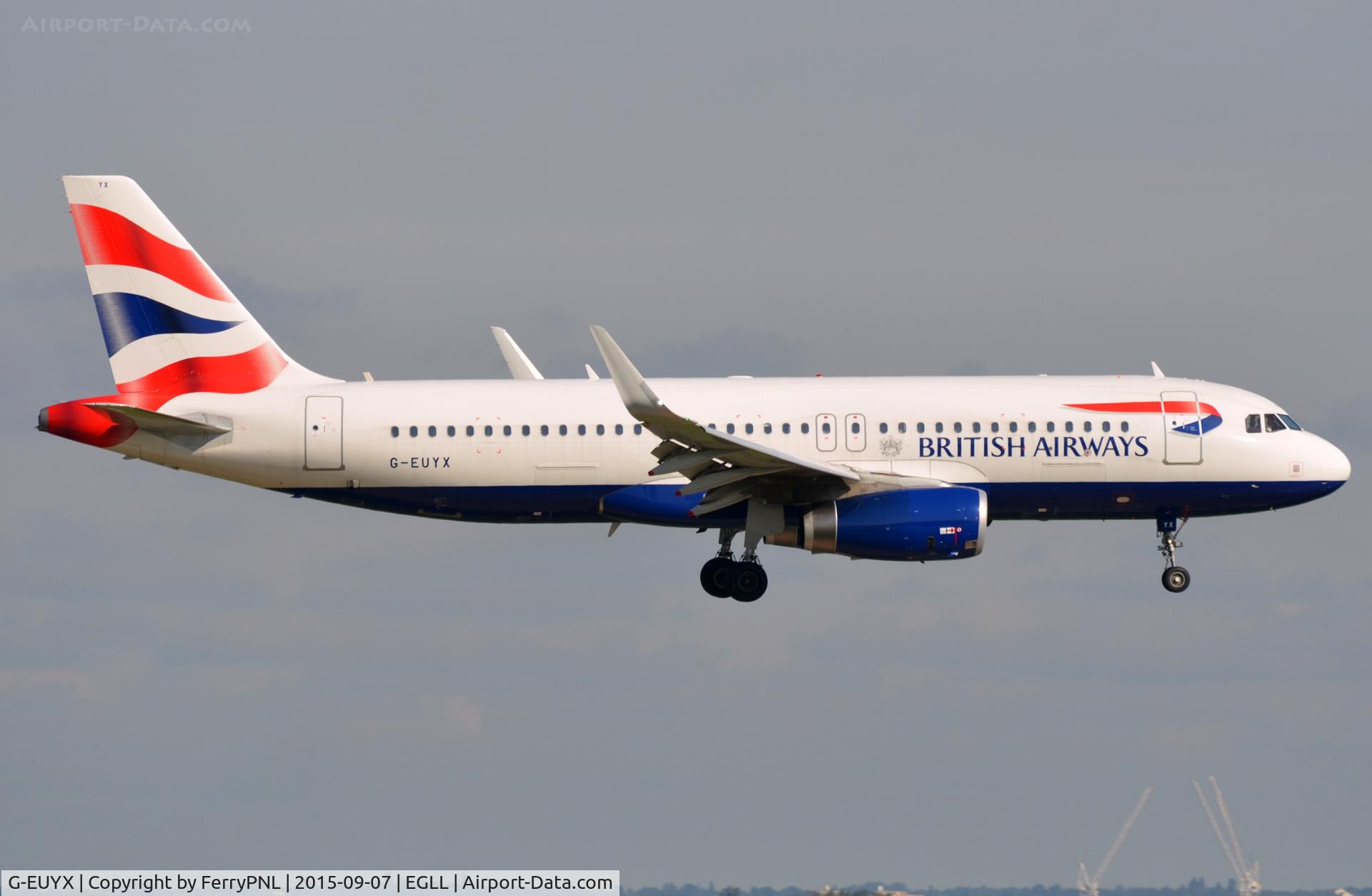 G-EUYX, 2014 Airbus A320-232 C/N 6155, BA A320 landing