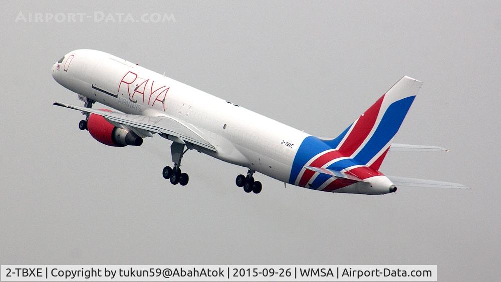 2-TBXE, 1989 Boeing 757-26D C/N 24472, test flight
2-TBXE 
Raya Airways 
Boeing 757-26D(PCF)