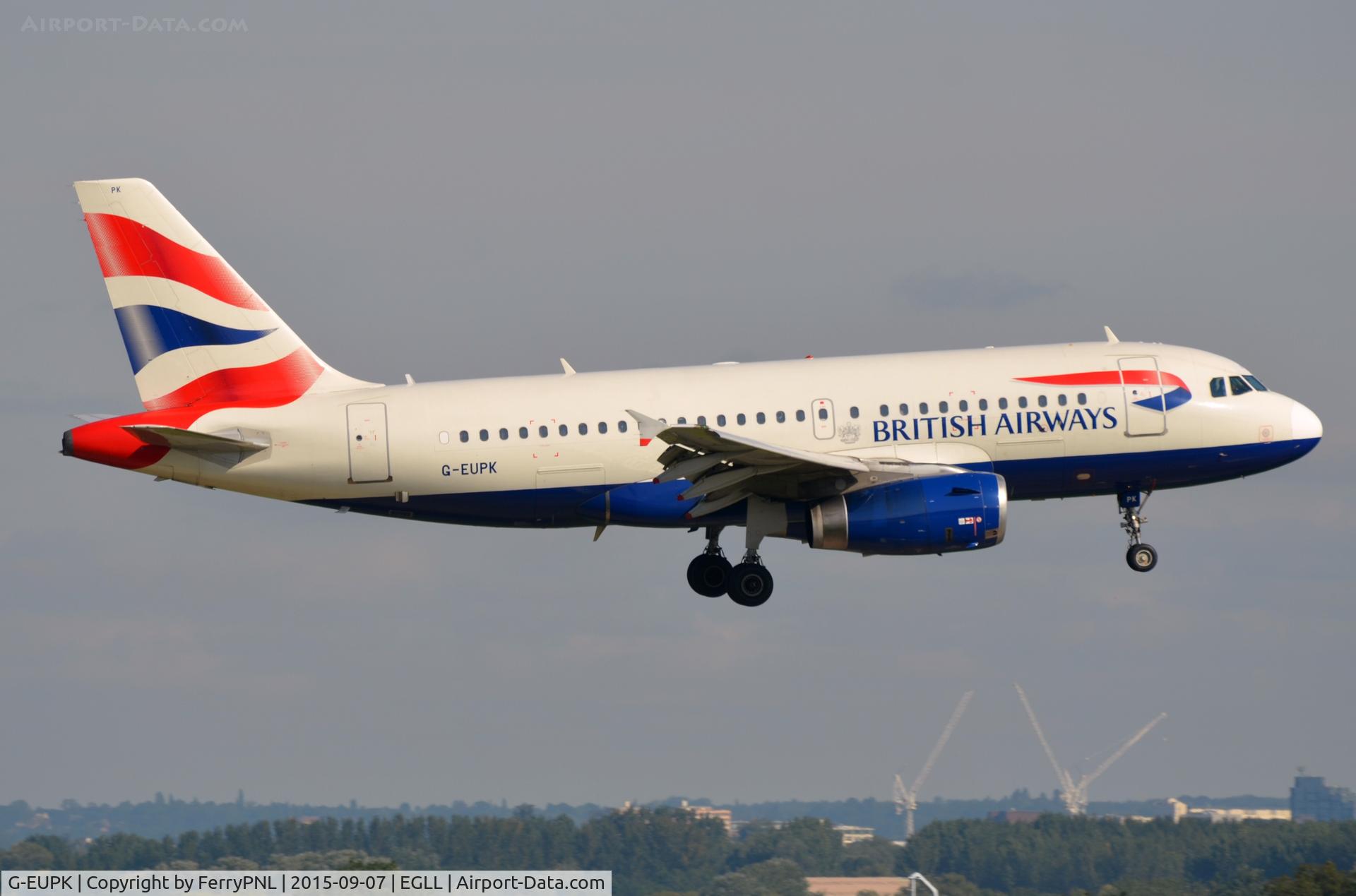G-EUPK, 2000 Airbus A319-131 C/N 1236, BA A319 arriving