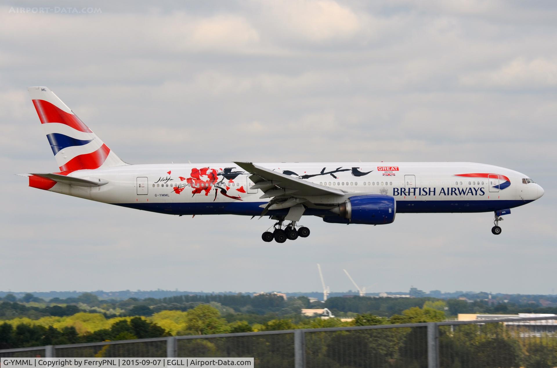 G-YMML, 2001 Boeing 777-236/ER C/N 30313, BA B773 with a nice rose