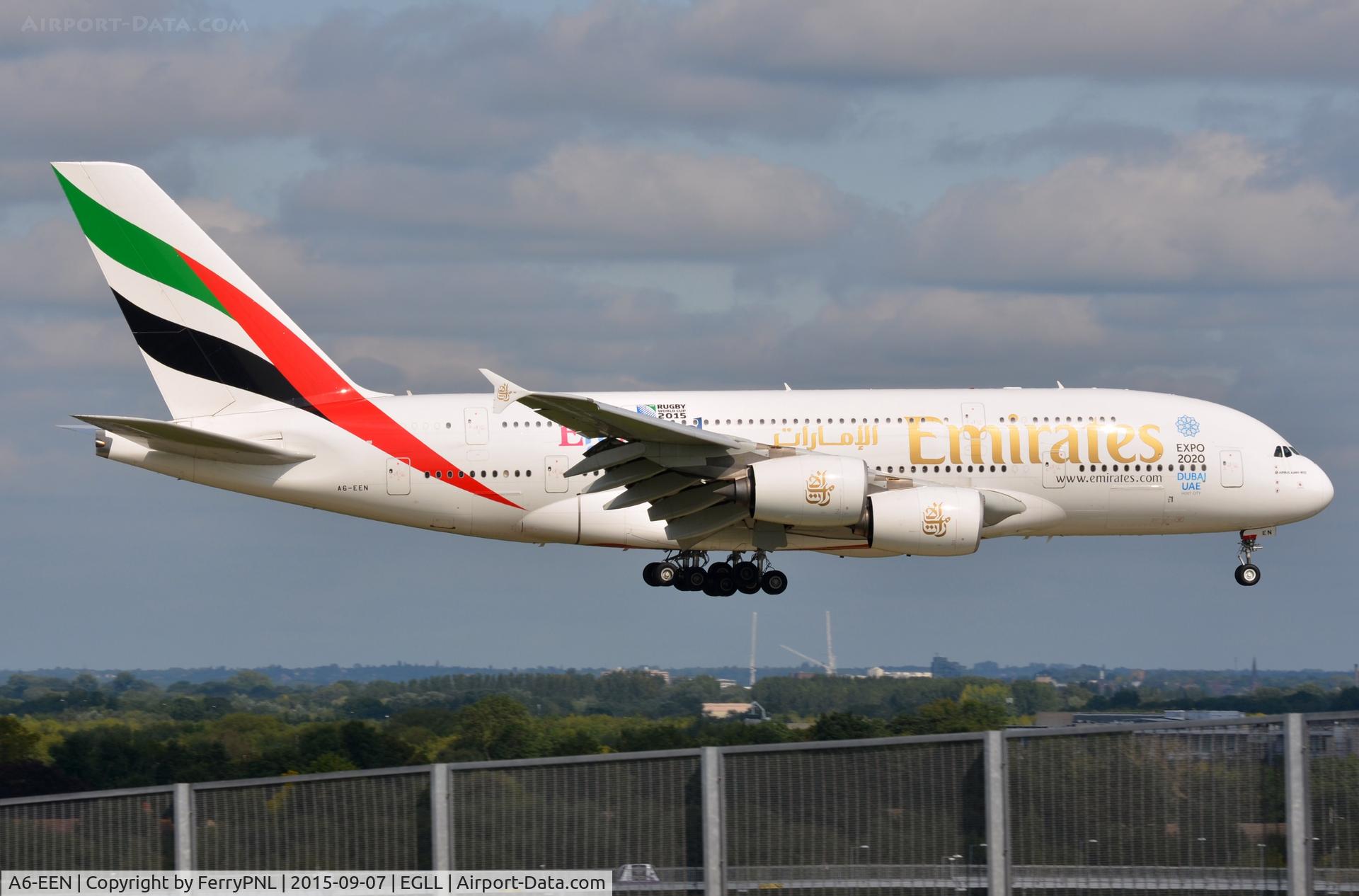 A6-EEN, 2013 Airbus A380-861 C/N 135, A388 arriving in London