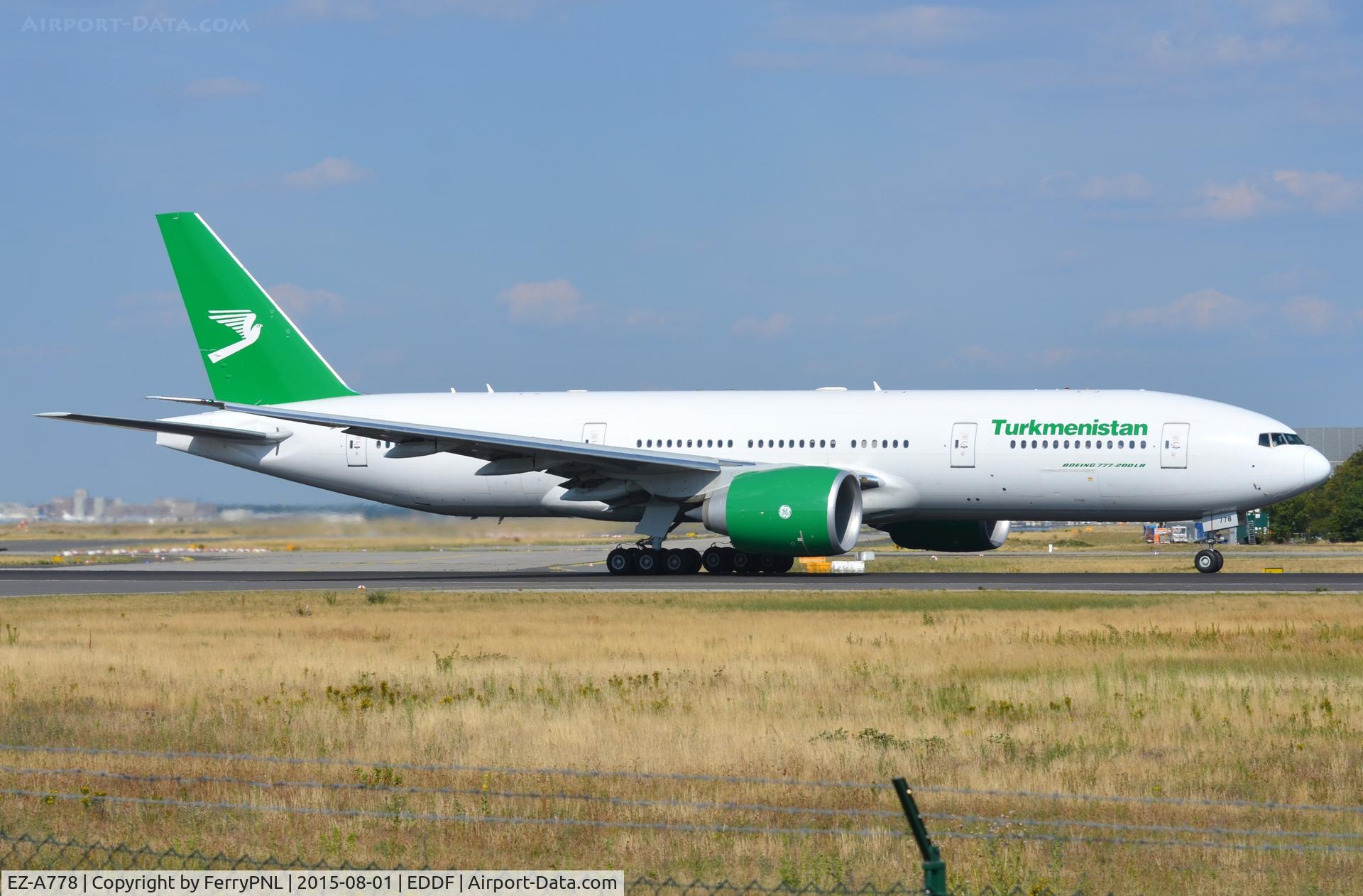 EZ-A778, 2014 Boeing 777-22K/LR C/N 42296, Turkmenistan B772 taking-off from FRA