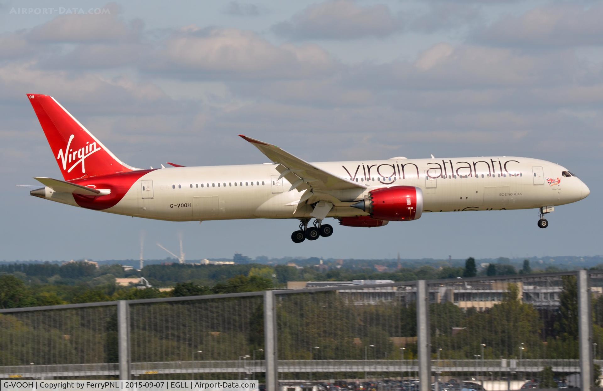 G-VOOH, 2015 Boeing 787-9 Dreamliner Dreamliner C/N 37968, Miss Chief landing in LHR