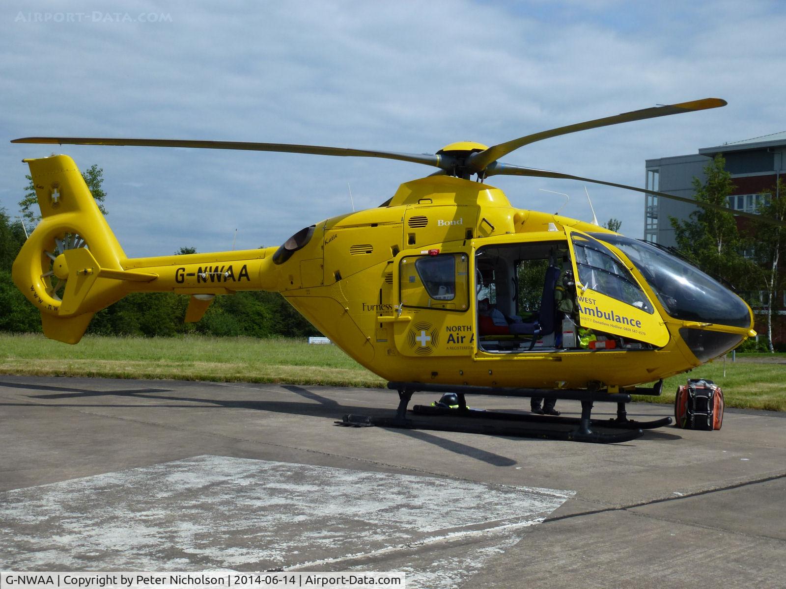 G-NWAA, 2005 Eurocopter EC-135T-2 C/N 0427, This North-West Air Ambulance Eurocopter EC-135T-2 visited the Cumberland Infirmary in June 2014.
