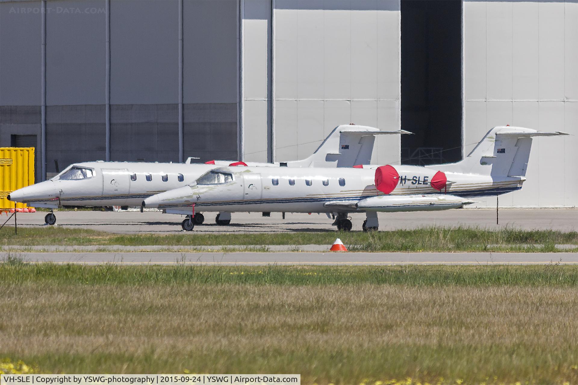 VH-SLE, 1981 Gates Learjet 35A C/N 35A-428, Pel-Air (VH-SLE) Learjet 35A and (VH-SLJ) Learjet 36 at Wagga Wagga Airport.