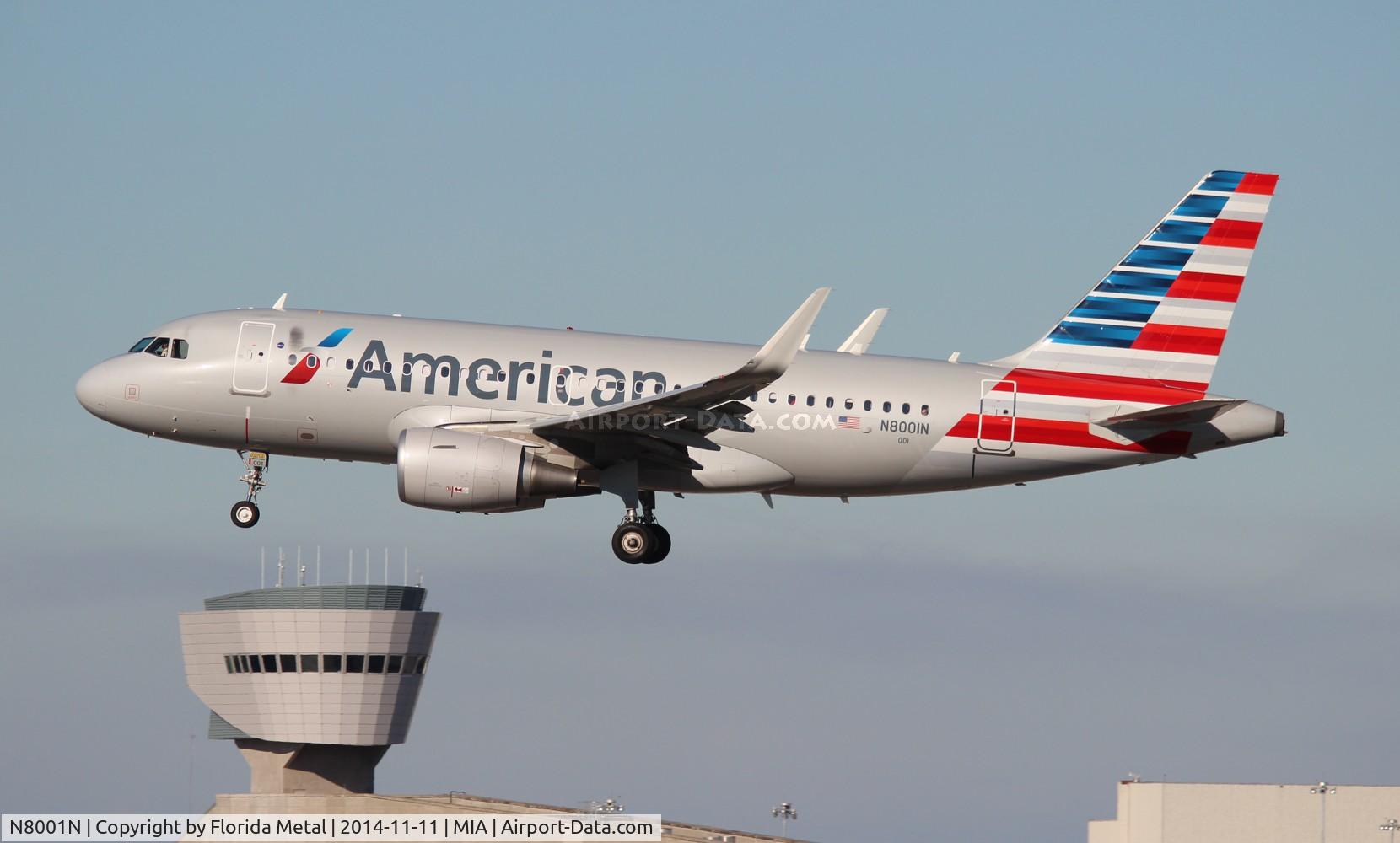 N8001N, 2013 Airbus A319-115 C/N 5678, American