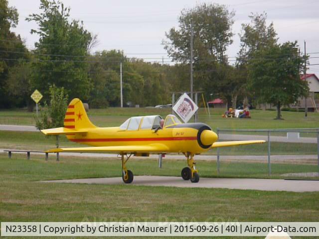 N23358, 1983 Yakovlev Yak-52 C/N 833107, YAK 52 At The Fuel Tank