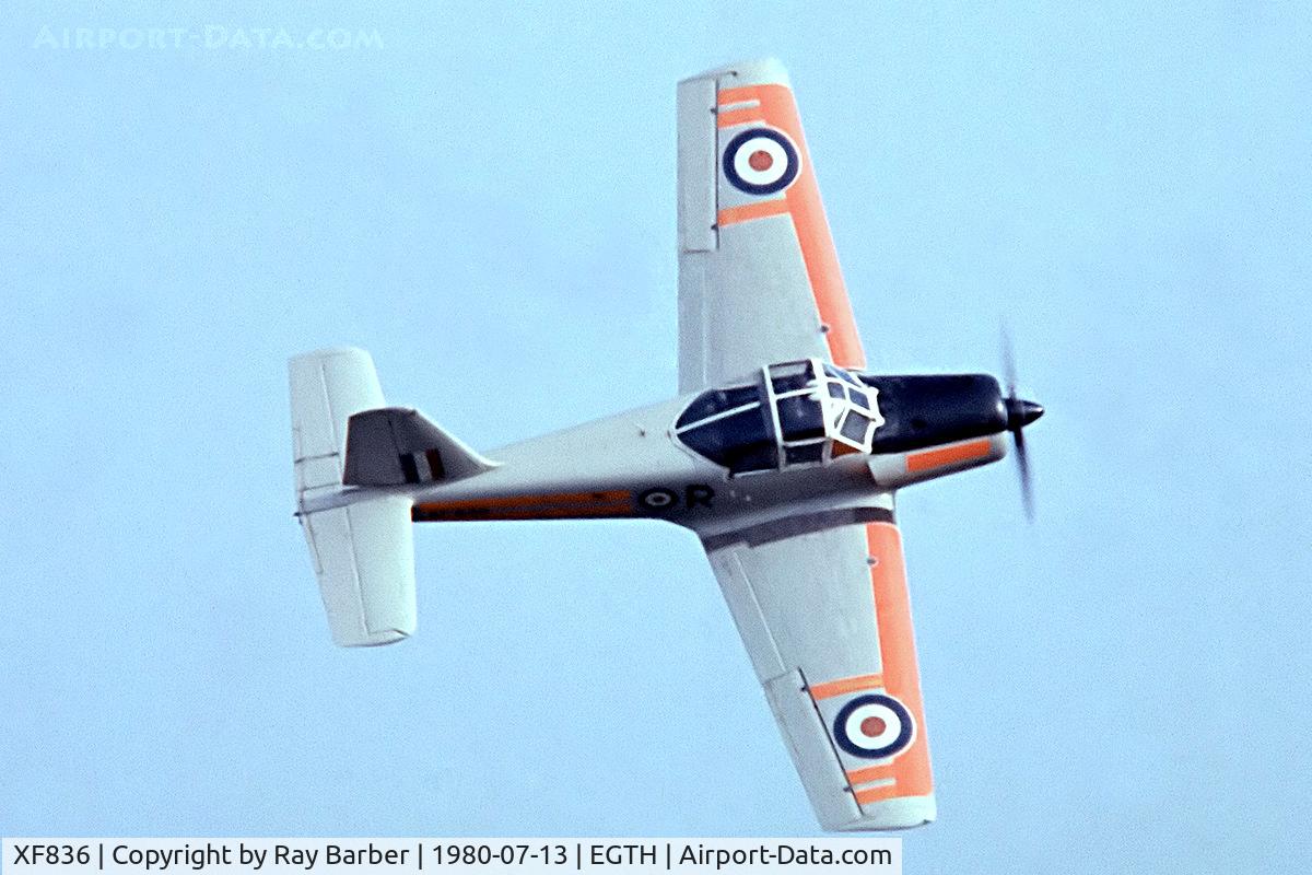 XF836, 1955 Percival P-56 Provost T.1 C/N PAC/56/339, Percival P.56 Provost T.1 [PAC/F/339] (Royal Air Force) Old Warden~G 13/07/1980. From a slide.