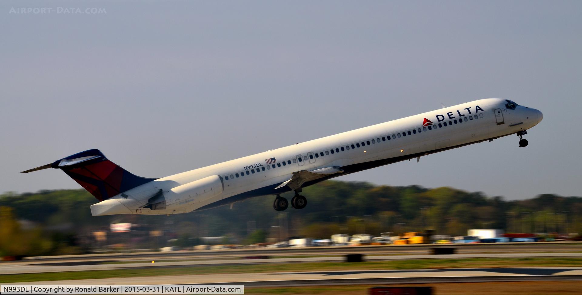 N993DL, 1991 McDonnell Douglas MD-88 C/N 53345, Takeoff Atlanta