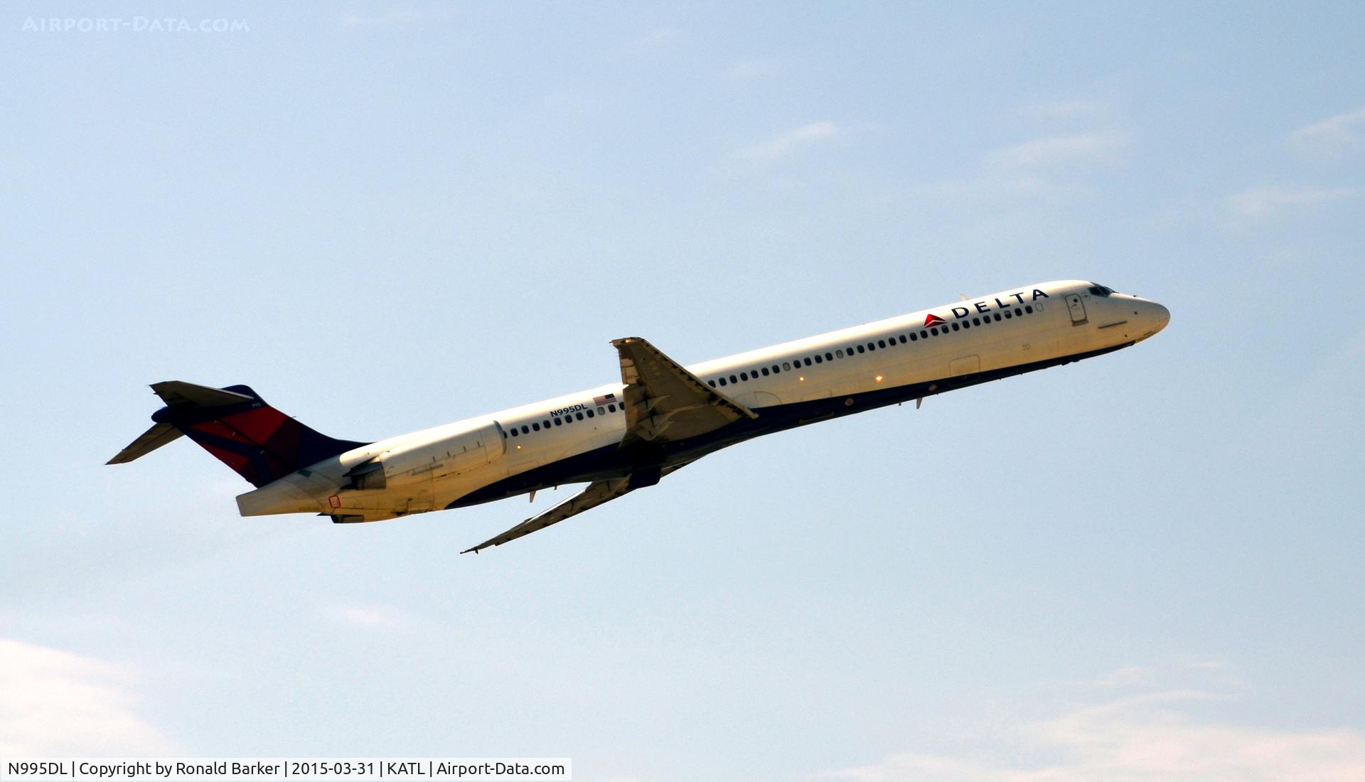 N995DL, 1991 McDonnell Douglas MD-88 C/N 53362, Takeoff Atlanta