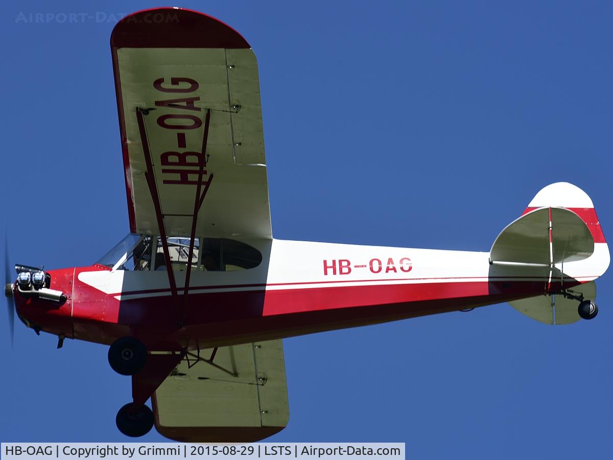 HB-OAG, 1944 Piper L-4J Grasshopper (J3C-65D) C/N 12897, 1944 built former (USAF) 44-80601 and LX-AIE - Flugplatzfest / Hunterfest 2015 (next edition: Aug 27th, 2016 !)