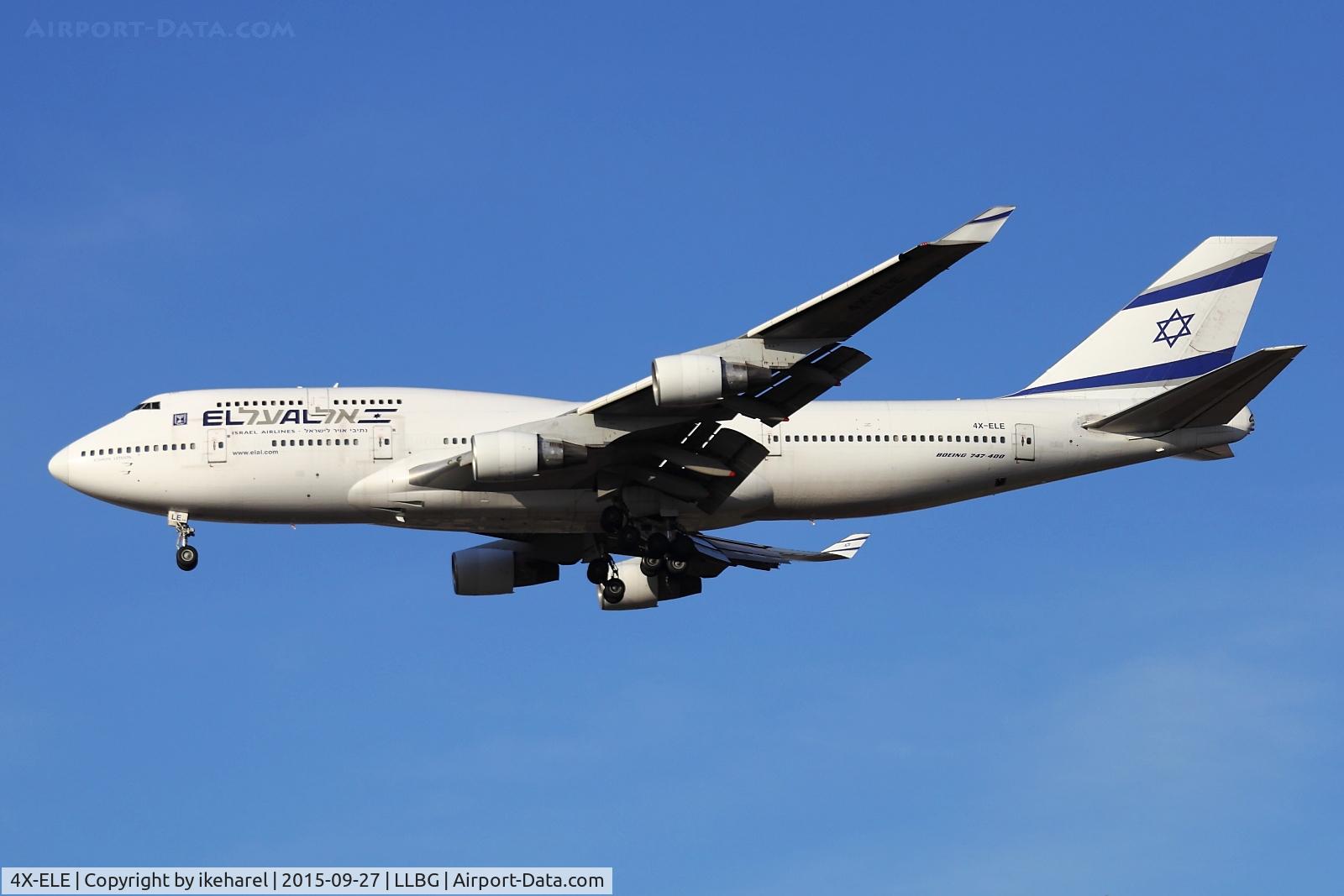 4X-ELE, 1994 Boeing 747-412 C/N 26551, Landing on runway 30, flight from Barcelona.