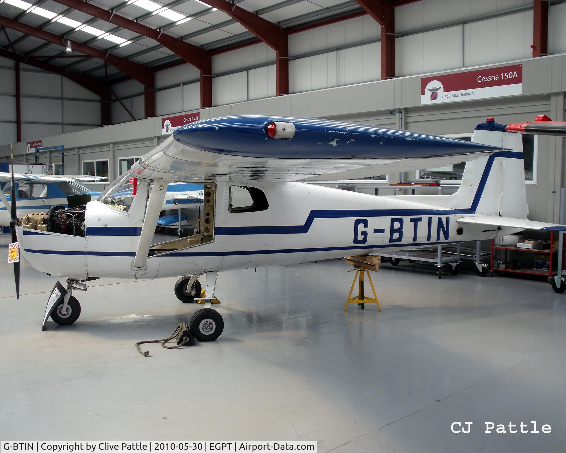 G-BTIN, 1963 Cessna 150C C/N 150-59905, On display as an instructional airframe in the Airwork Service Training hangar during the Heart of Scotland Airshow held at Perth (Scone) airfield EGPT