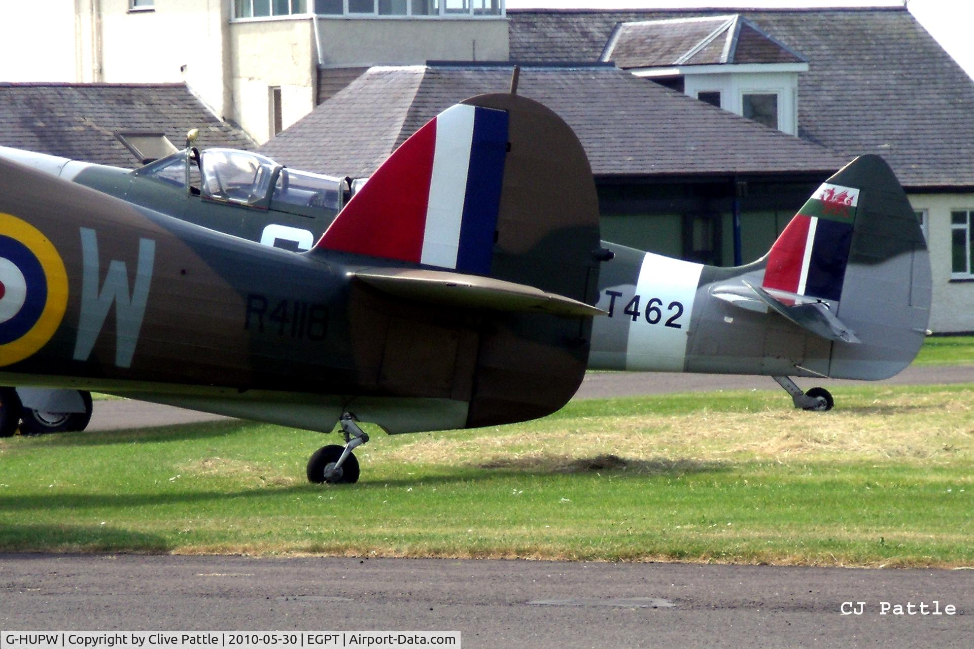 G-HUPW, 1940 Hawker Hurricane I C/N G592301, Tail shot on display during the Heart of Scotland Airshow held at Perth (Scone) airfield EGPT