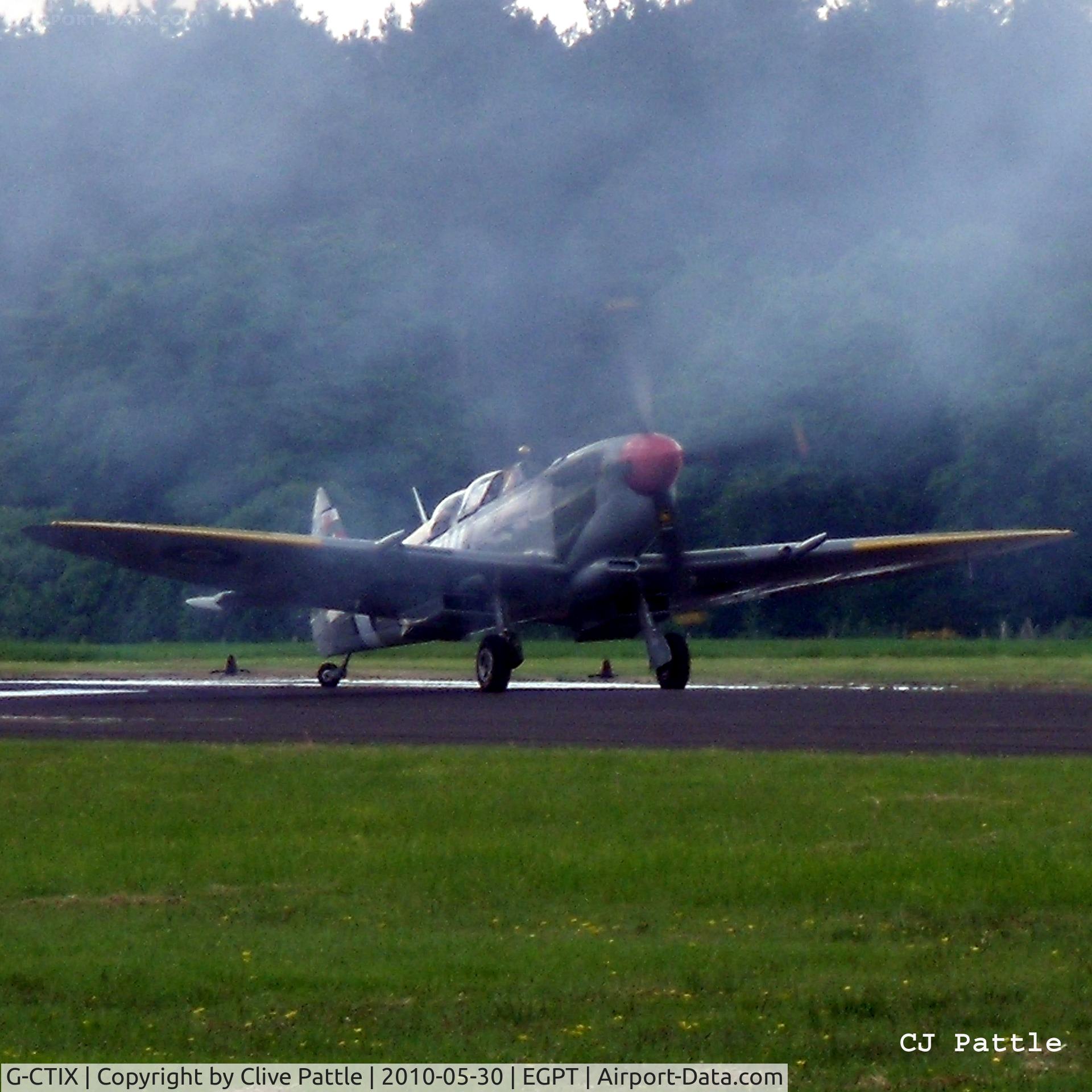 G-CTIX, 1944 Supermarine 509 Spitfire TR.IX (HF.IXe) C/N Not found G-CTIX, Waiting to display during the Heart of Scotland Airshow held at Perth (Scone) airfield EGPT, whilst covered in Breitling Wing-Walker display smoke.