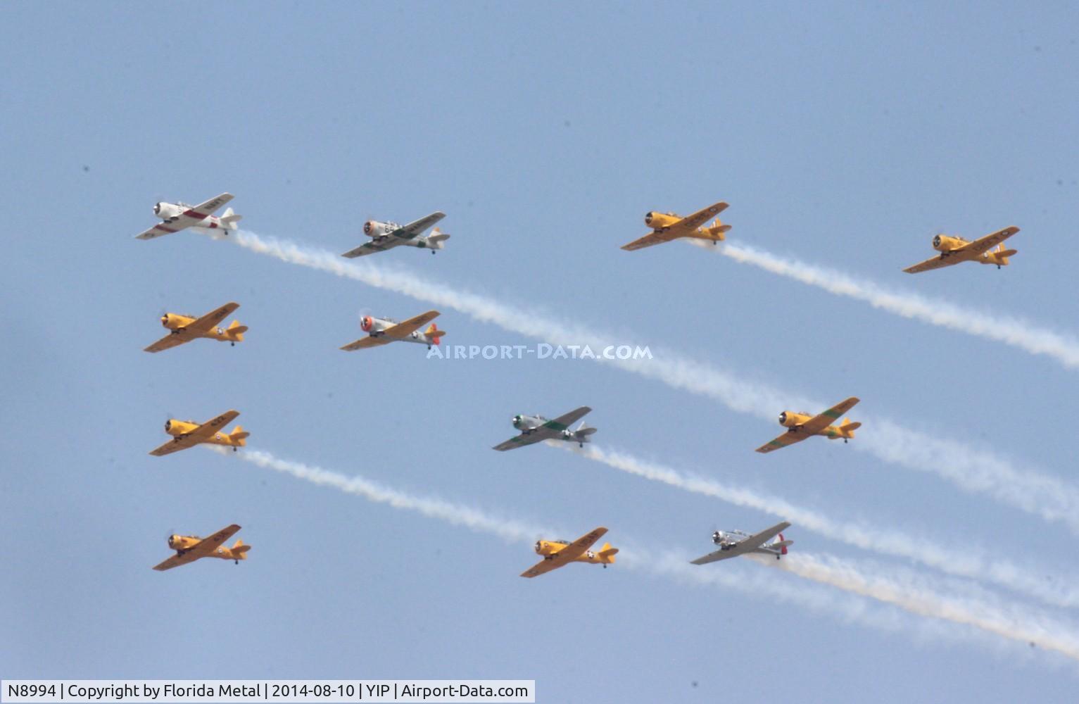 N8994, 1943 Noorduyn AT-16 Harvard II C/N 66-2814, Group of Harvards, T-6s and SNJs at Thunder Over Michigan