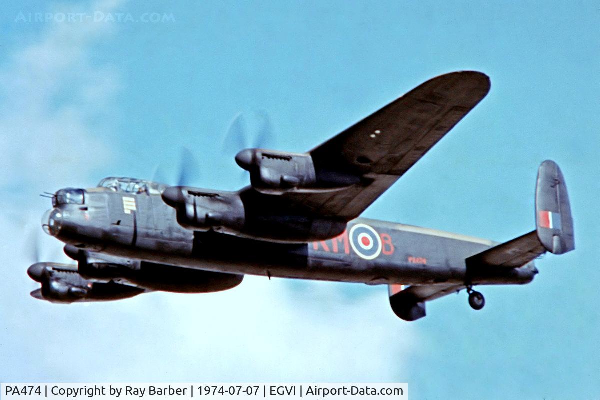 PA474, 1945 Avro 683 Lancaster B1 C/N VACH0052/D2973, Avro 683 Lancaster B.I [PA474] (Royal Air Force) RAF Greenham Common~G 07/07/1974. From a slide before the mid upper turret was added.