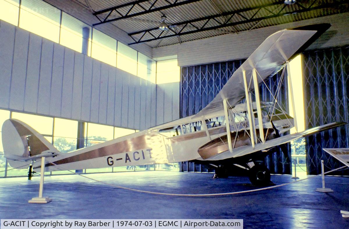 G-ACIT, 1933 De Havilland DH-84 Dragon 1 C/N 6039, De Havilland DH.84 Dragon 1 [6039] Southend~G 03/07/1974. From a slide.