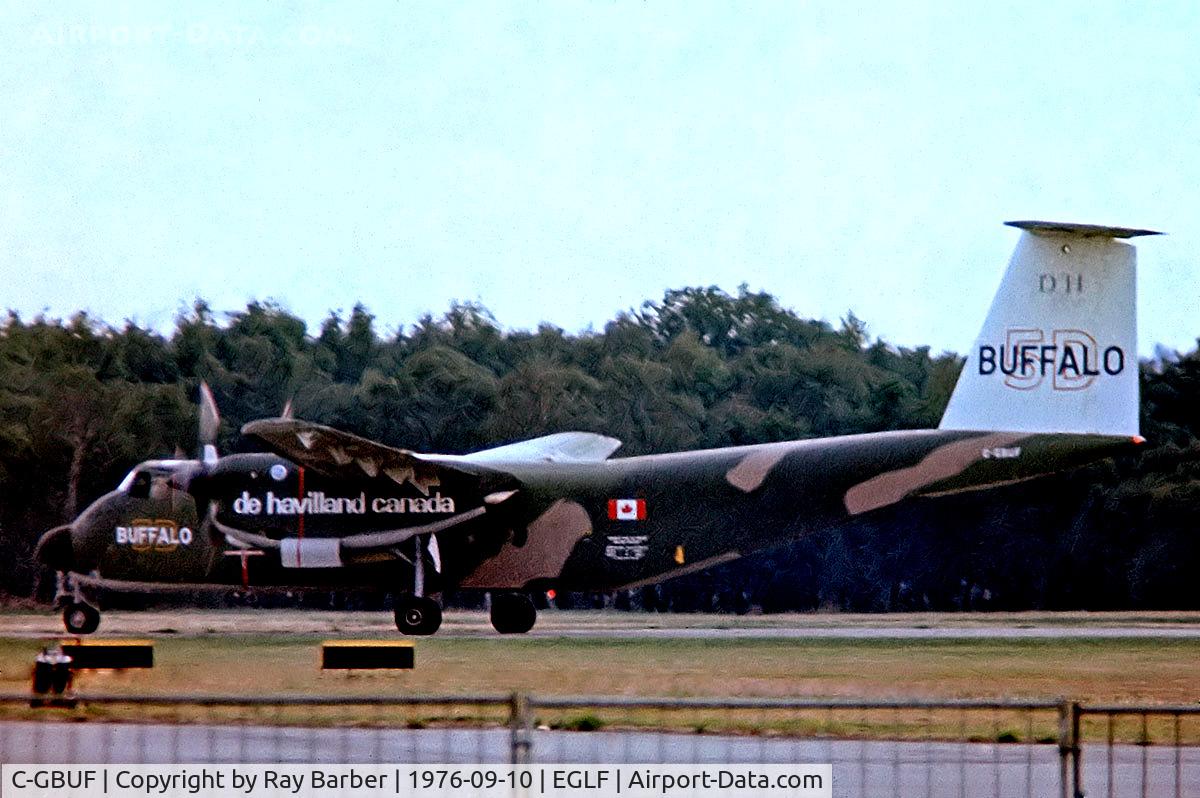 C-GBUF, 1972 De Havilland Canada DHC-5D Buffalo C/N 60, De Havilland Canada DHC-5D Buffalo [60] (De Havilland Canada) Farnborough~G 10/09/1976. From a slide.