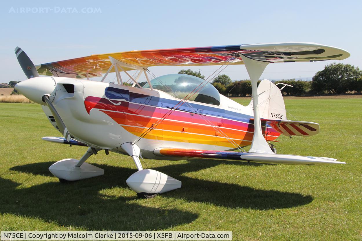 N75CE, 1991 Christen Eagle II C/N GA0032, Christen Eagle II, a recent addition to Fishburn Airfield residents, September 6th 2015.
