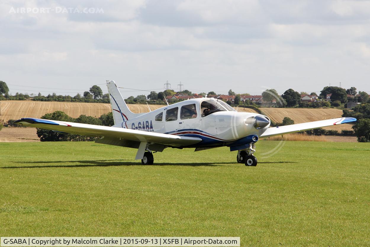 G-SABA, 1977 Piper PA-28R-201T Cherokee Arrow III C/N 28R-7703268, PA-28R-201T Turbo Arrow III, Fishburn Airfield, September 13th 2015.
